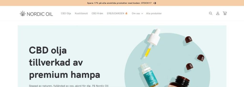 Nordic Oils startsida för CBD-olja